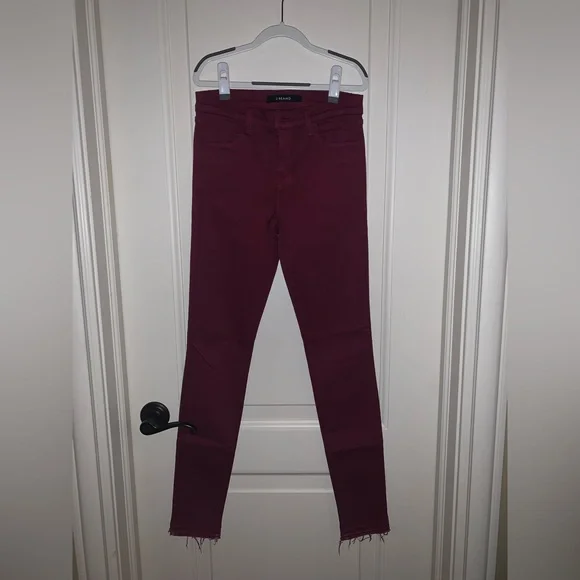 Worn once! J BRAND Photo Ready Deep Plum Skinny Jeans Raw Hem Perfect condition - Picture 10 of 15